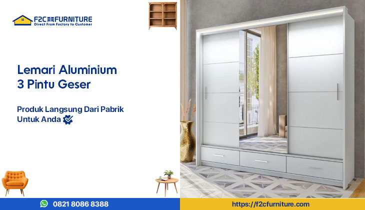 Gambar Lemari Aluminium 3 Pintu Geser